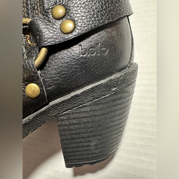 Bølo Women’s Black Leather Ring Harness Block Heel Ankle Boots Y2k Goth Size 8 - Picture 4 of 13